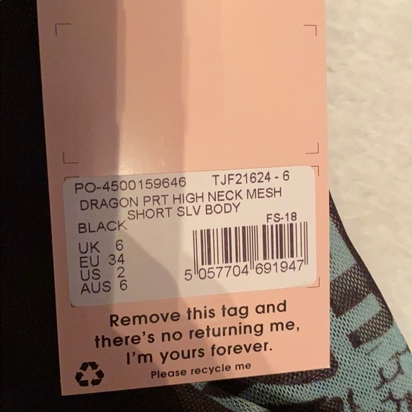 NWT sold out black dragon print mesh top - Picture 4 of 4